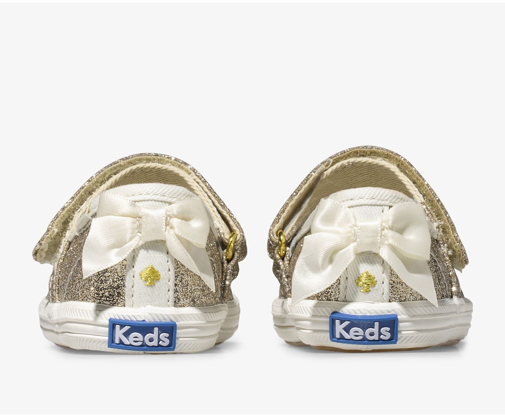 Keds Slip Ons Gold - Kate Spade new york Sloane MJ Glitter Crib - Kids RBNSDE-310